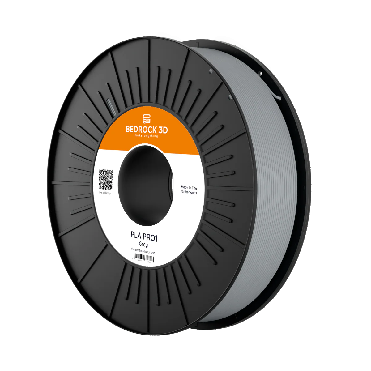 BEDROCK 3D PLA PRO1 Filament Grey 1.75mm 0.75kg