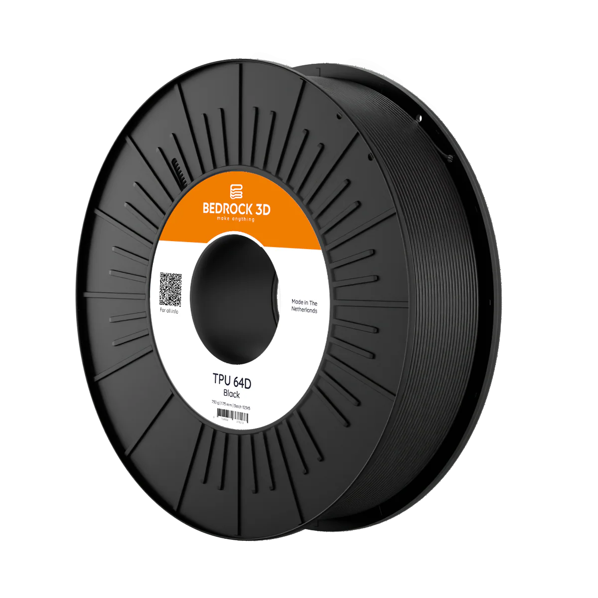 BEDROCK 3D TPU 64D Flexible Filament Black 1.75mm 0.75kg